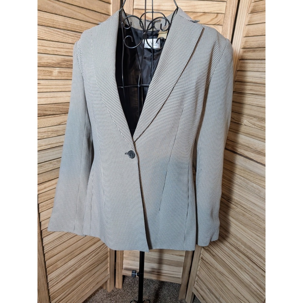 womens vintage villager Houndstooth plaid blazer size 6 holiday event